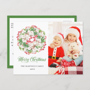Winter Wreath Photo Christmas Holiday Postcard