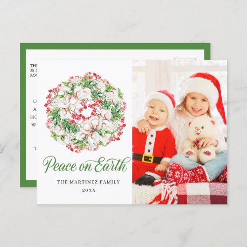 Winter Wreath Photo Christmas Holiday Postcard