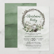 Winter Wreath Poinsettia & Bird Christmas