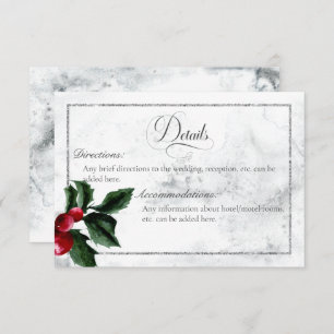 Winter Wreath & Red Cardinal Details Wedding Enclosure Card