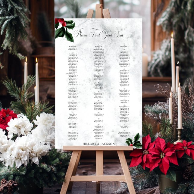 Winter Wreath & Red Cardinal Wedding Seating Chart Foam Board (Creator Uploaded)