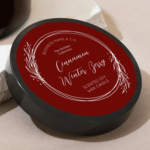 Winter Wreath Red  White Christmas Product Label