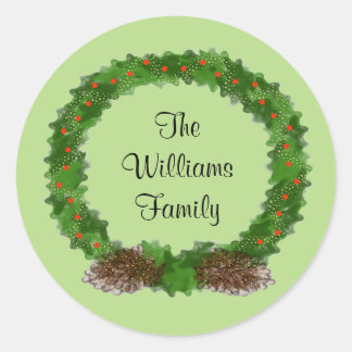 Winter Wreath Round Sticker