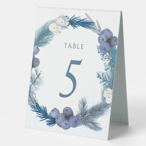 winter wreath table number five sign