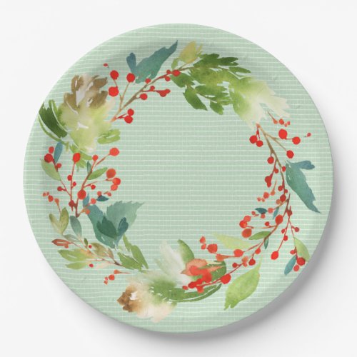 Winter Wreath Watercolor Paper Plates 9