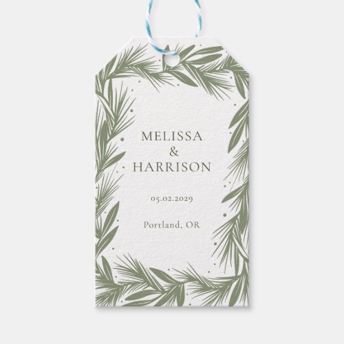 Winter Wreath Wedding Design Green Gift Tags