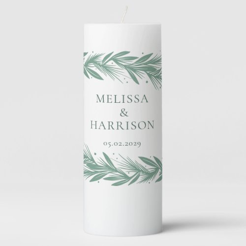 Winter Wreath Wedding Design Green Pillar Candle