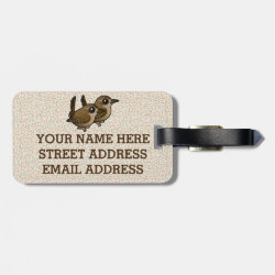 Winter Wren Pair Small Luggage Tag with leather strap