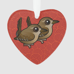 Winter Wren Pair Heart Ornament