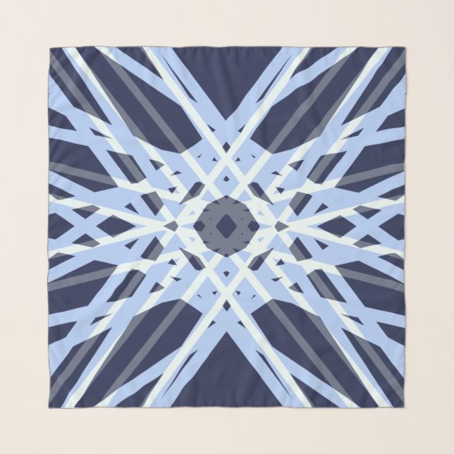 Winter Xmas Blue Gray Gray Retro Geometric Pattern Scarf (Front)