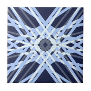 Winter Xmas Blue Grey Gray Retro Geometric Pattern Ceramic Tile