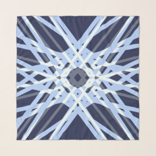 Winter Xmas Blue Grey Gray Retro Geometric Pattern Scarf