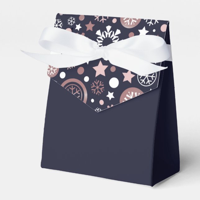 Winter Xmas rose gold snowflake luxurious Favor Boxes (Front Side)