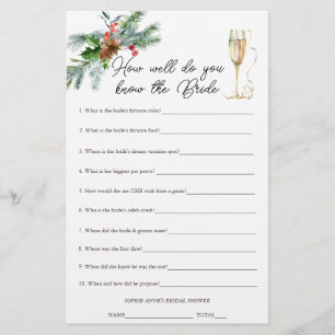 Winter Xmas Who Knows The Bride Bridal Shower Game