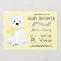Winter Yellow Polar Bear Baby Shower Invitation