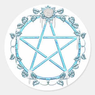 Winter Yule Rose Pagan Pentagram Pentacle Sticker