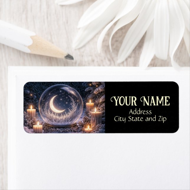 Winter Yule Solstice Moon Mystical Return Address Label (Insitu)