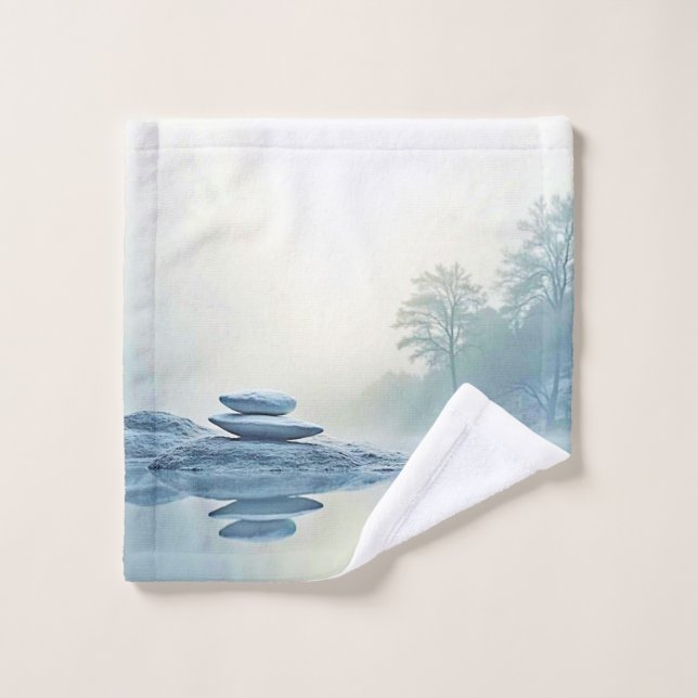 Winter Zen: Foggy Lake Balance Bath Towel Set (Wash Cloth)