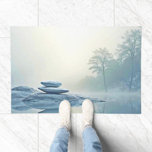 Winter Zen: Foggy Lake Balance Doormat
