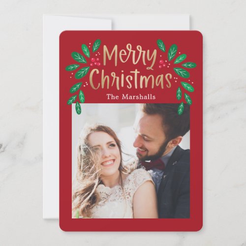 Winterberries Editable Color Christmas Photo Card