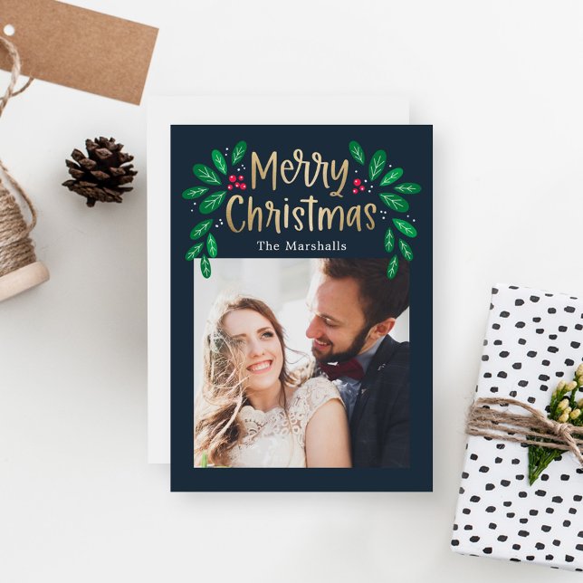 Winterberries Editable Color Christmas Photo Card (Creator Uploaded)