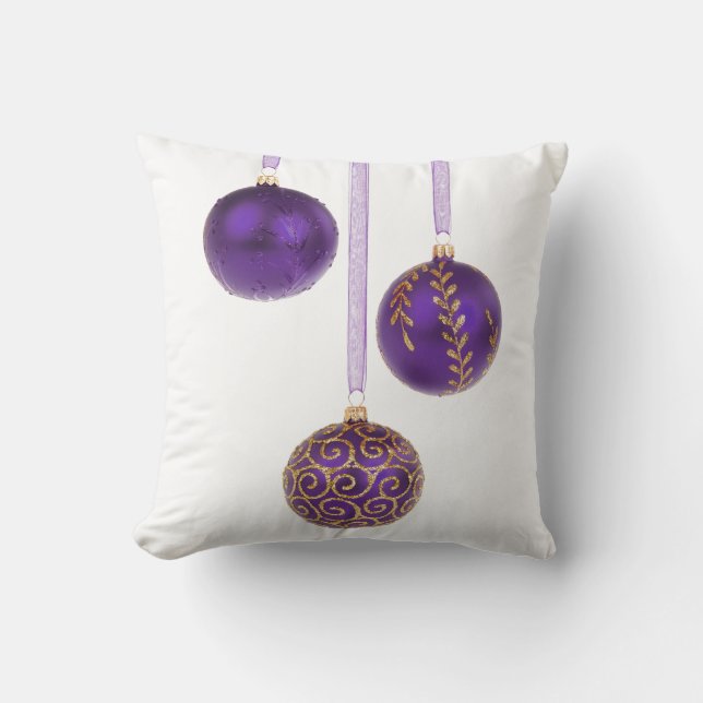 Winterberry Amethyst Purple Lavender Christmas Throw Pillow (Front)