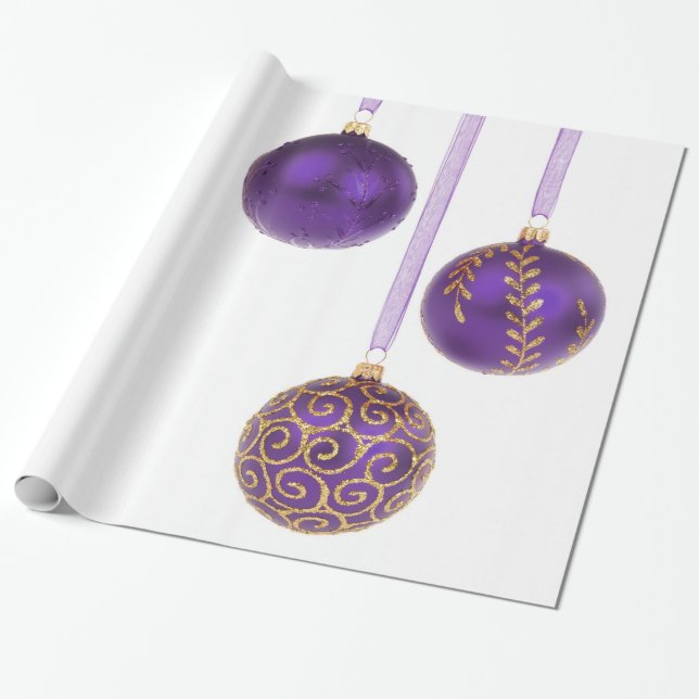 Winterberry Amethyst Purple Lavender Christmas Wrapping Paper (Unrolled)