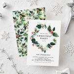 Winterberry and Holly Greenery Christmas Party Invitation<br><div class="desc">Invite your friends and family to a festive celebration with our Customizable Christmas Party Invitation, featuring watercolor variegated greenery and vibrant winter berries. This elegant design perfectly captures the spirit of the holiday season, making it a delightful way to share the joy of your gathering. Customize this Christmas party invitation...</div>