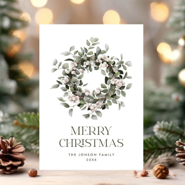 Winterberry Bohemian Christmas Wreath Greeting Holiday Card (Creator Uploaded)