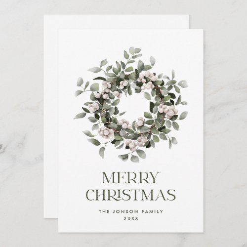 Winterberry Bohemian Christmas Wreath Greeting Holiday Card