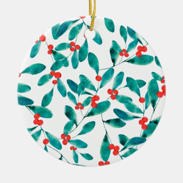 Winterberry (Festive) Ceramic Ornament (Front)