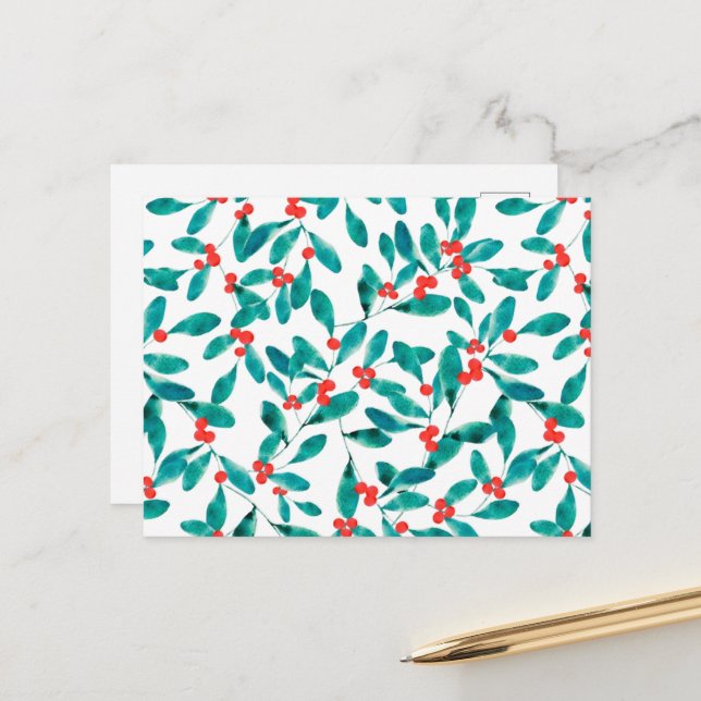 Winterberry (Festive) Holiday Postcard (Front/Back In Situ)