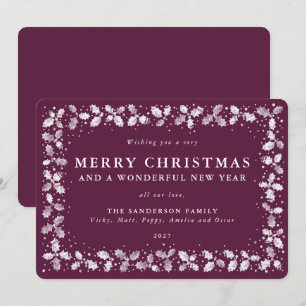 Winterberry Holly Leaves Border Flat Non Photo Holiday Card