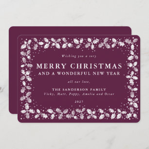 Winterberry Holly Leaves Border Flat Non Photo Holiday Card