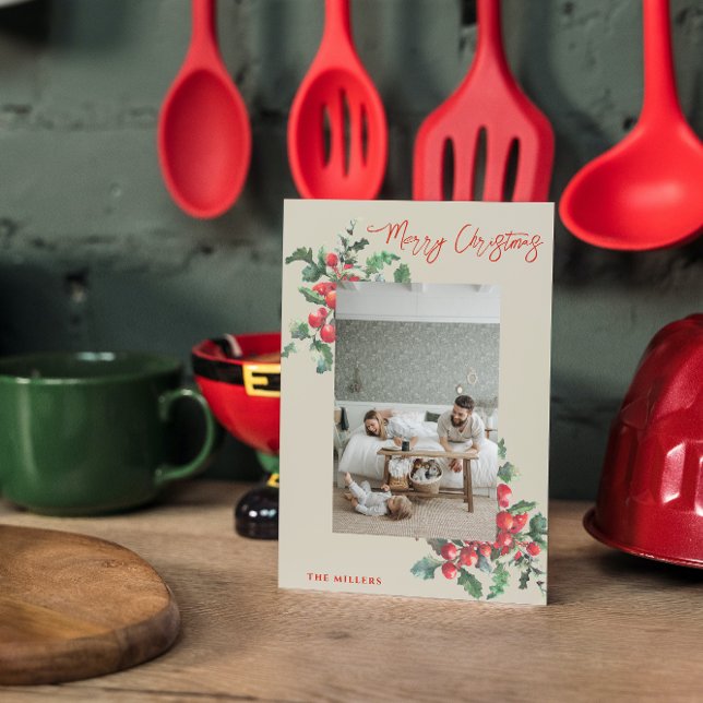 Winterberry Holly | Merry Christmas | Family Photo Holiday Card (Creator Uploaded)