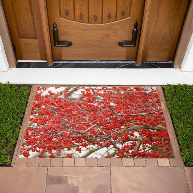 Winterberry Holly Tree Berries Doormat (Outdoor)