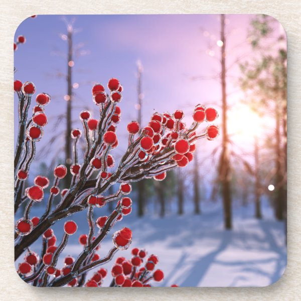 Winterberry in Ice Cork Coasters