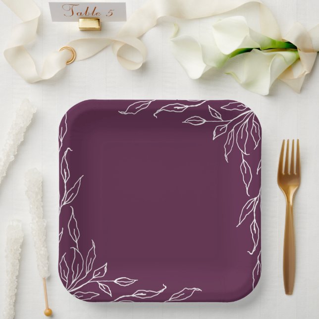 Winterberry Leaf Motif Thanksgiving Party Paper Plates (Wedding)