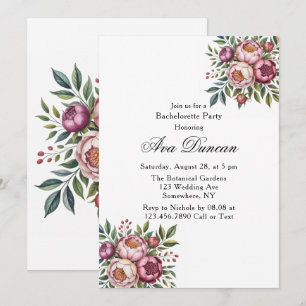 Winterberry Primrose Floral Bachelorette Party Invitation