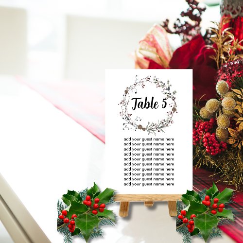 Winterberry Rustic Boho Seating Chart Table Number