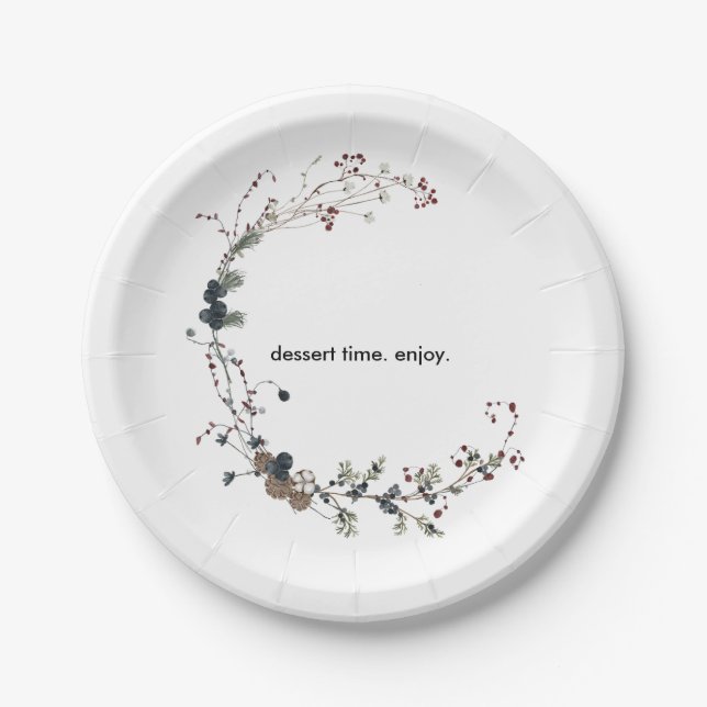 Winterberry Rustic Boho Wildflower Gardens dessert Paper Plates (Front)