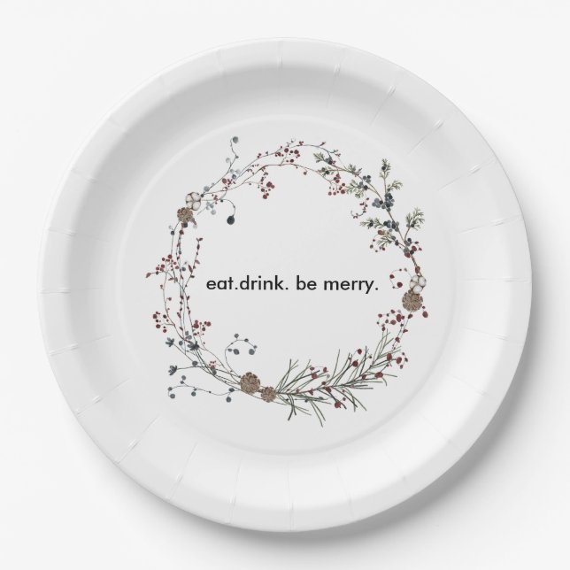 Winterberry Rustic Boho Wildflower Gardens Paper Plates (Front)