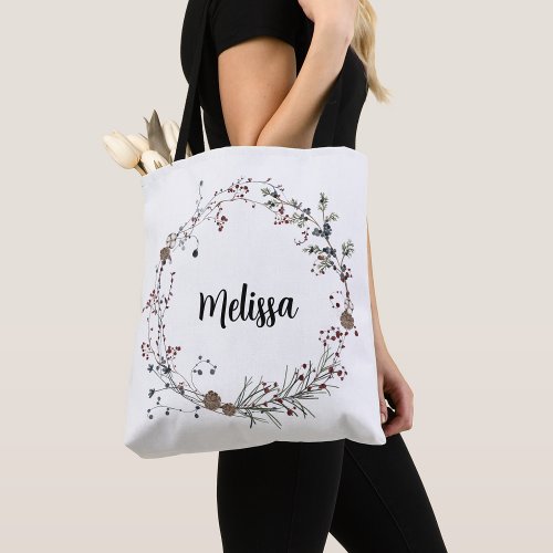 Winterberry rustic boho wildflowers bloom tote bag