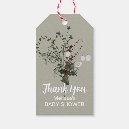 Winterberry rustic boho wildflowers thank you gift tags
