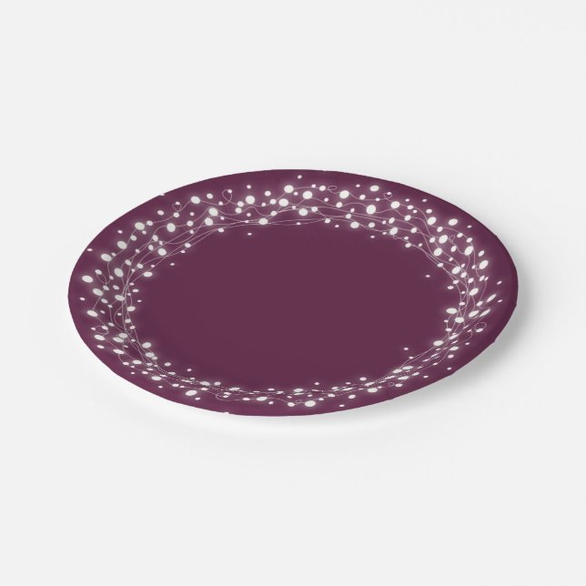Winterberry Sparkling Lights Christmas Paper Plates (Angled)