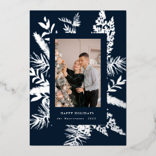 wintergreen foliage elegant photo holiday card