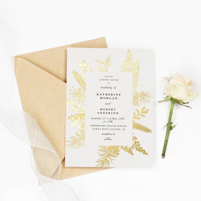 wintergreen foliage elegant wedding invitation foil invitation (Creator Uploaded)