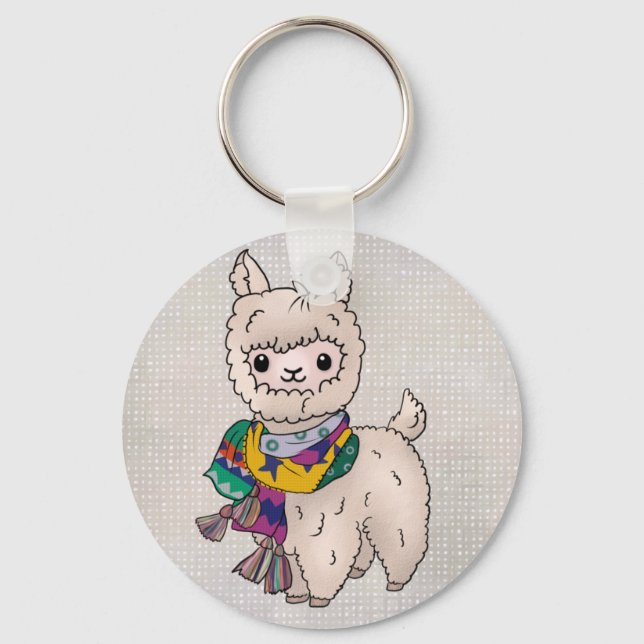Winterlama Button Keychain (Front)
