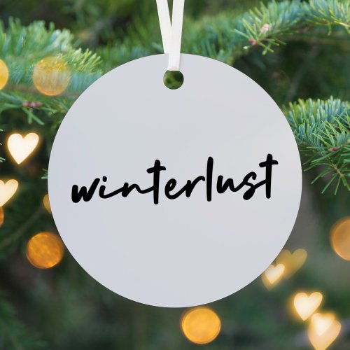 Winterlust  Winter Modern Minimalist Christmas Metal Ornament