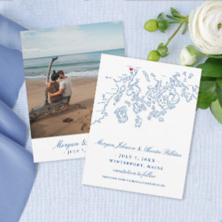 Winterport Maine Map Navy Blue Save The Date